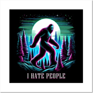 Bigfoot Middle Finger I Hate People Abduction Sasquatch Posters and Art
